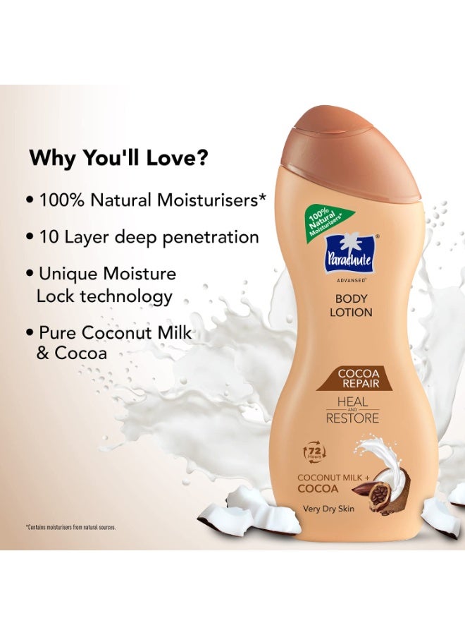 Parachute Advansed Cocoa Repair Body Lotion with Pure Coconut Milk & Cocoa butter, 100% Natural Moisturiser, 225ml - Image 3